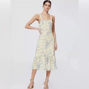 PAIGE yellow floral Tolucah midi dress size XS